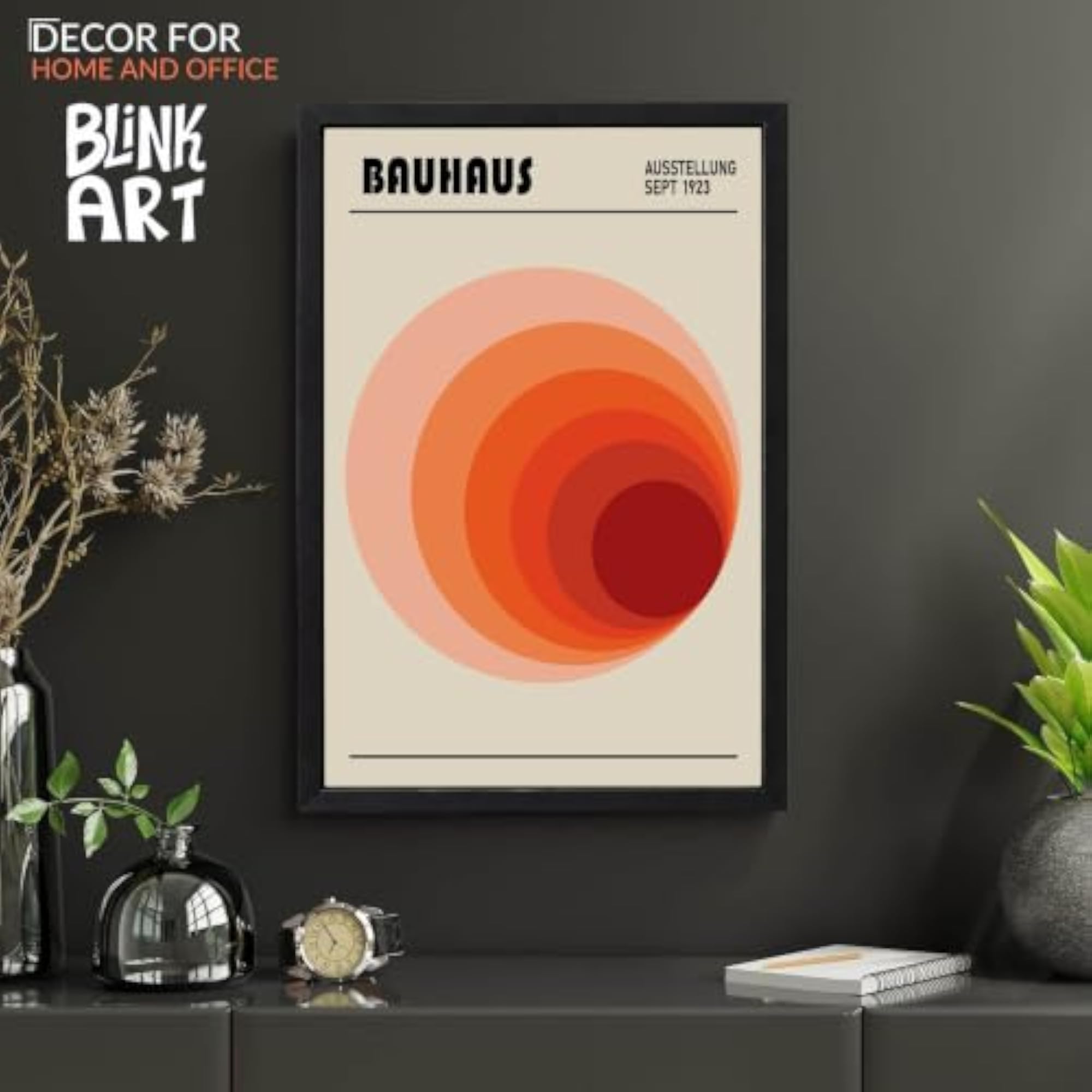 Vintage Bauhaus Geometric Poster, Framed Wall Art