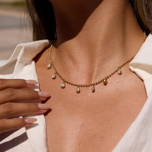 Image of 18k Gold Plated Vintage Dainty Pink Gemstone Bow Pendant Necklace Women Court Style Oval Cut Zircon Necklace