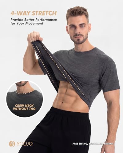 BOOJO 7 Pack Workout Shirts for Men - Quick Dry Moisture Wicking T-Shirts Short Sleeve Tees for Gym Running Athletic Sport - Image 2