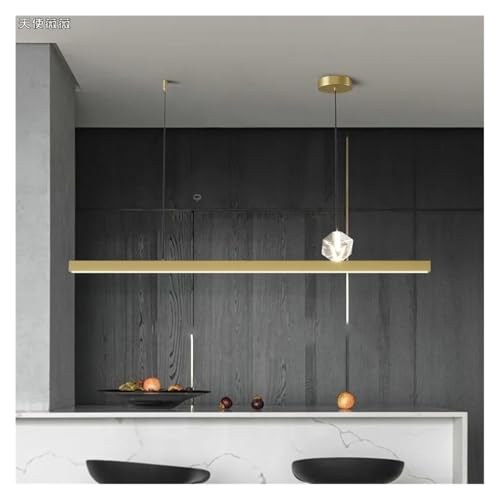 Lustre LED suspension dorée 120cm réglable pour salle à manger