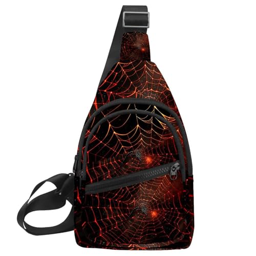 Sac à dos à bandoulière toile d'araignée rouge d'Halloween avec sangle réglable multicolore