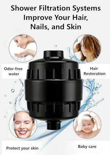 Image of 2-Pack 20-Stage Shower Filter Universal Replacement Cartridges - Suitable for Hard Water Purifiers, Removes Chlorine, Heavy Metals, Iron, Other Sediments, Softens Water, Improves Skin and Hair