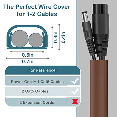 Image of ZhiYo 43 inch Cord Covers for Wires on Wall, Brown Cord Hider, 0.7 inch W x 0.4 inch H
