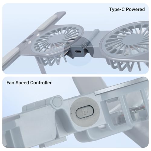 Image of Zebronics Laptop Stand with Fans, Up to 17 inch Laptop, 2X RGB Fans + Speed Controller, 58CFM Airflow, 7 Level Adjustable, Foldable, Type-C Port, Anti-Slip Silicone Pad, Anti-Rust (NS6000)