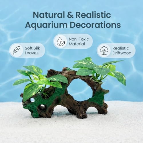 Image of Aquarium Decorations Cave Silk Aquarium Plants Betta Fish Tank Decor Ornament, Soft & Safe Fish Tank Accessories, Goldfish Bowl Decor Artificial Driftwood