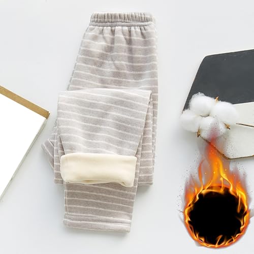 Boys Girls Fleece Striped Leggings Soft Warm Solid Color Tights Pants Elastic Waisted Stretchy Thermal Trousers2