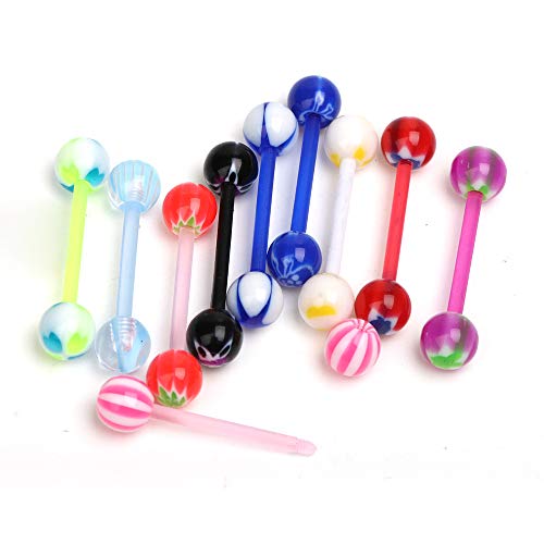 Crazypiercing Wholesale 80 Flexible Lip Tongue Eyebrow Bar Rings Barbell Piercing Body Jewelry Multicolor #TOP2
