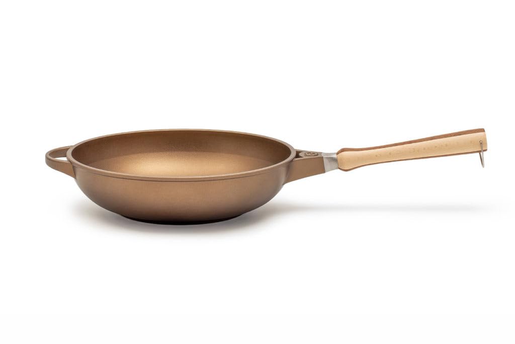 Luchetti K360 wok antiaderente in alluminio pressofuso con manico removibile - Utilizzabile anche in forno - (Per Induzione, 32cm)