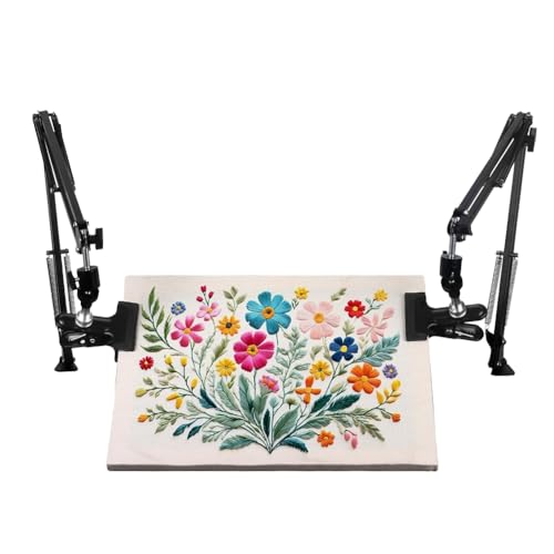 Support de cerceau de broderie main réglable et stable en métal noir