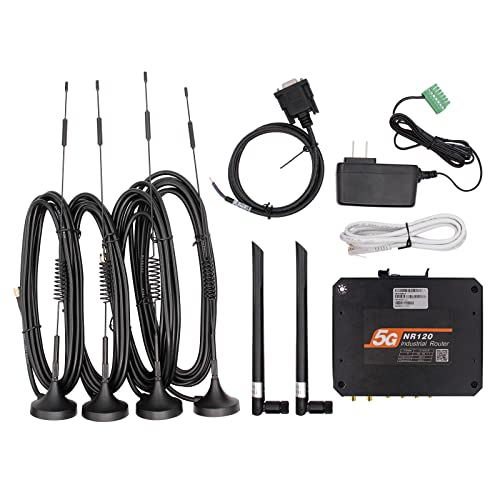 Image of Industrial 5G Cellular Router with Dual SIM Card Slot, 5G VPN Modem Router with External Detachable Antennas,Gigabit Ethernet, WiFi, RS232 /RS485 M2M IoT Integration, Remote Management, Global Version