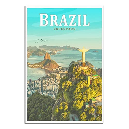 SDFEG Affiche décorative vintage sur toile représentant le Brésil Corcovado pour chambre à coucher, décoration murale, cadeau