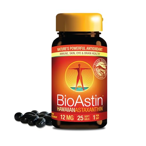 Nutrex Hawaii BioAstin Hawaiian Astaxanthin - 12mg High Potency, 25 Softgels - Antioxidant Support for Skin & Immune Health - Premium Microalgae Grown in Kona, Hawaii - Non-GMO & Gluten-Free