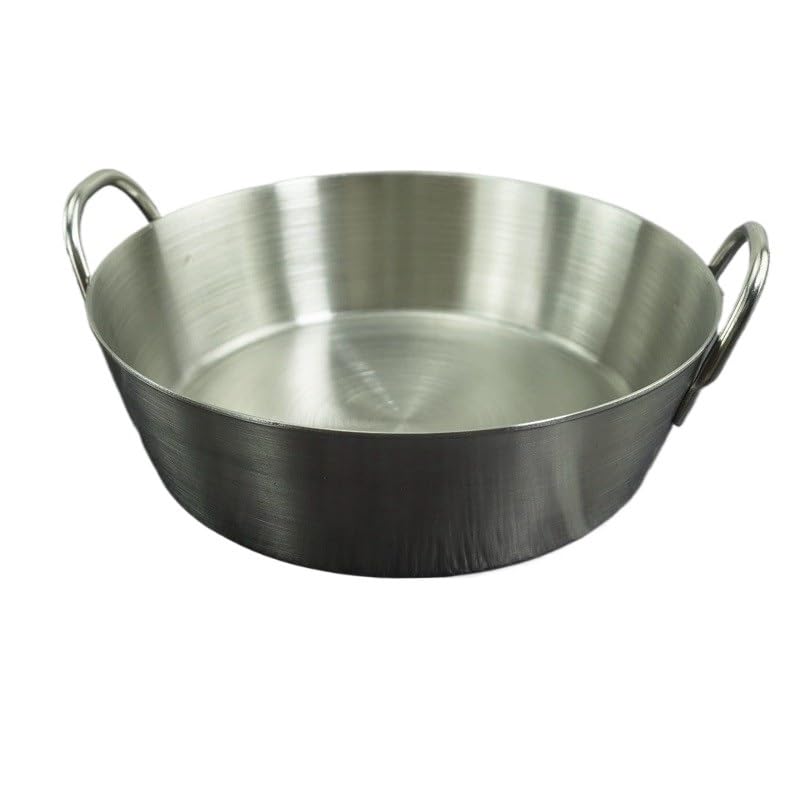 Echeson 1PC Stainless Steel Tableware, Lightweight and Portable Korean Round Plate Silver Suitable for Home Or Outdoor Camping(S Silver)