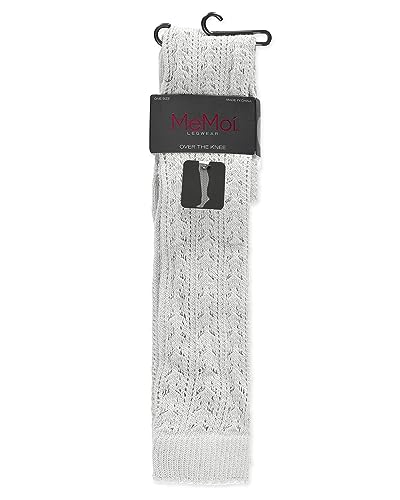MeMoi Pointelle Over The Knee Cotton Blend Warm Socks Paloma Gray One Size3