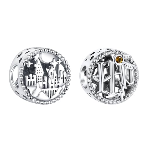 MITSOKU 925 Sterling Silver Beads Sorcerers Stone Magic Castle Dangle Charms for Bracelet Necklace Christmas Mothers Day Jewelry for Women with Zirconia
