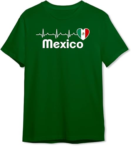 Mexico Team T Shirt with Flag in heart and country letters for Soccer Add Custom Name Number and National Team
