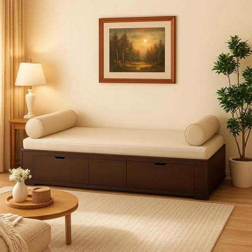 Image of Cyprus Multipurpose Diwan Single Bed with Storage Engineered Wood Single Box Bed Dark Wenge Finish Knock Down