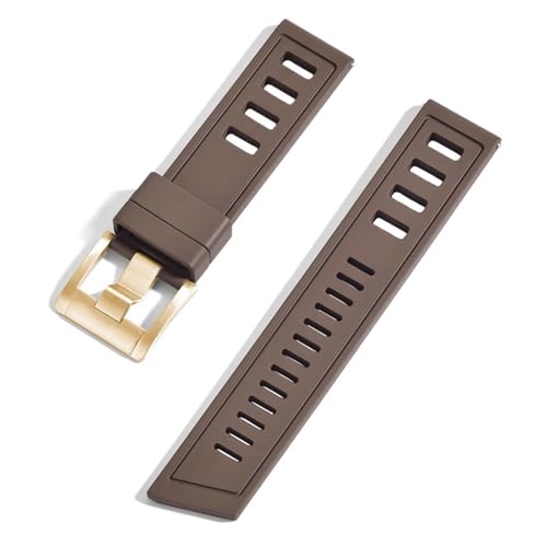 Bracelet de montre FKM 22mm marron or idéal pour la plongée et le quotidien