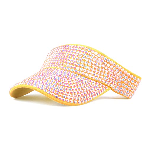 Image of Gudessly Shiny Rhinestones Sport Sun Visor Adjustable Summer Cap Visor Caps for Women Men