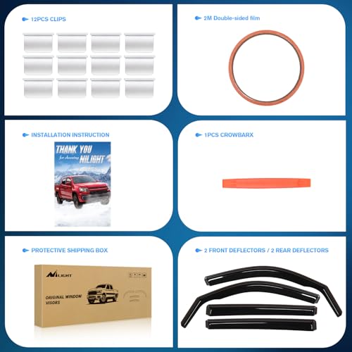 Image of Nilight in-Channel Vent Window Visors for VW Atlas Standard 2018-2025, 4PCS