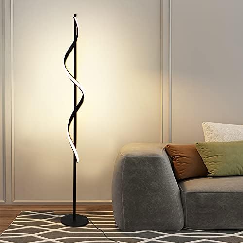 Depuley 24W Spiral Floor Lamps Modern Creative, LED Standing Light Warm White, Black Corner Standard Lamp with Foot Button Switch and Heavy Metal Based Indoor for Living Office or Study Room Bedroom