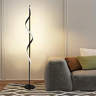 Depuley 24W Spiral Floor Lamps Modern Creative, LED Standing Light Warm White, Black Corner Standard Lamp with Foot Button Switch and Heavy Metal Based Indoor for Living Office or Study Room Bedroom