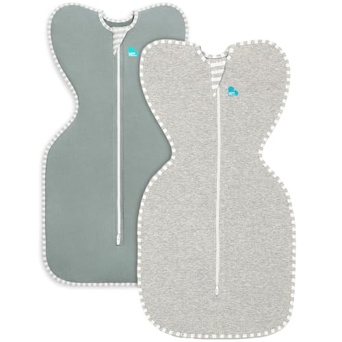 Image of Love to Dream Swaddle UP Original 1.0 TOG Baby Sleep Sack Bundle – Small 8-13 lbs, Deep Olive + Gray (2-Pack, Arms-Up Self-Soothing Swaddles)