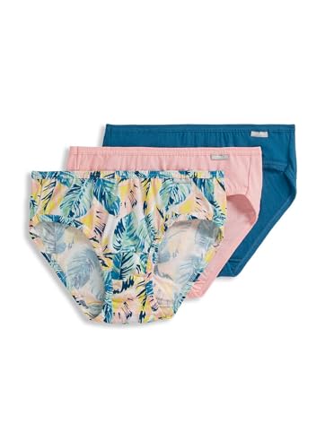 Jockey Ropa interior para mujer, talla grande, bikini Elance, paquete de 3, Really Teal/Artistic Palm/Sunrise Peach, 7