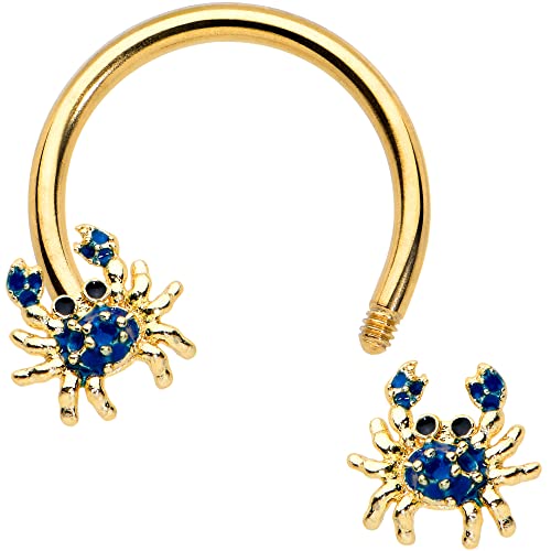 Body Candy 16G Pvd Surgical Steel Horseshoe Barbell Crab Nautical Curved Barbell Cartilage Septum Ring 3/8" #TOP1
