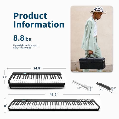 image for FVEREY Folding Piano Keyboard, 88 Key Semi Weighted Keyboards Electric