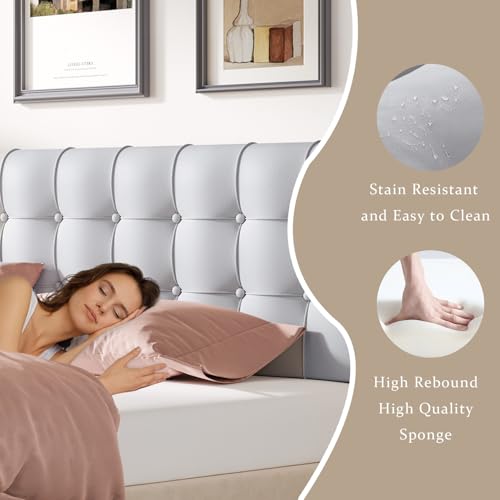 CQXMJT Twin No-Drill Headboard - 40D Wedge Memory Foam Ergonomic (39×24×4 in) for Dorm & Renter, Anti-Slip Straps, Machine Washable Microfiber, Zero Wall Damage — view 5