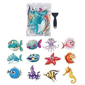 Niceminiwall Cartoon Meerestiere Badewannenaufkleber Set
