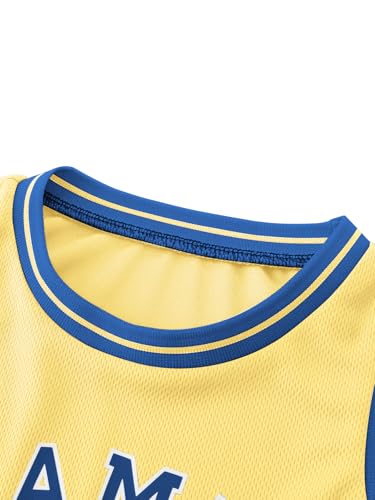 Image of 2 or 6 Piece Kids Boys Basketball Jersey Set Youth Letters Printed Lightweight Basketball Tank Top and Track Shorts