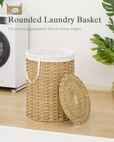 SETVSON-Laundry-Basket-with-Lid-Round-291-Gal-PE-Rattan-Natural-Family-Clothes-Blanket-Trunk-with-Lid-Removable-Liner-Bag-with-Handles-2-Mesh-Wash-Bags-Collapsible-Steel-Frame