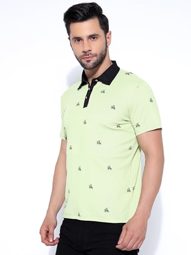 Image of Honky Tonky Men's Regular Fit Polo Neck Half Sleeve Printed Casual T-Shirt | Polo T-Shirt for Men