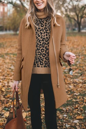 BZB Womens Long Coat Classic Open Front Zip Up Casual Winter Wool Blend Over Pea Coats Long Jackets2