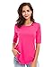LUSMAY Womens Crew Neck Loose Fitting Tunic Shirts Cotton Casual Tops Rose Red-051 X-Large