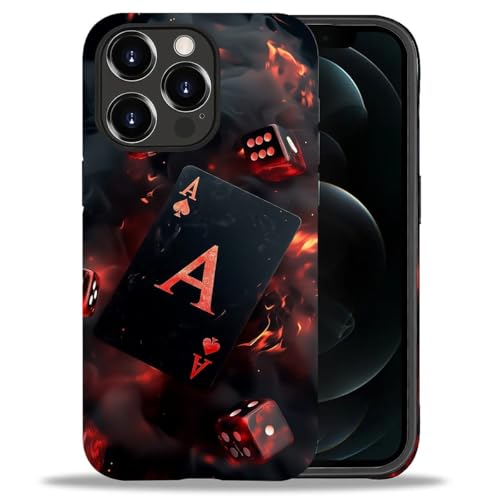 yicomon Compatible with iPhone 12/12Pro Case, Dice Spade Ace Pattern Print Matte Phone Case Durable Fashion Funny Liquid Silicone Case Soft Anti-Scratch Shockproof Protective Cover