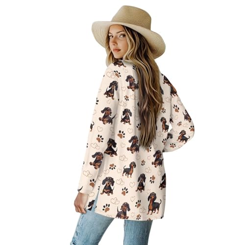 Image of Womens Open Fron Cardigan Sweaters Long Sleeve Oversized Casual Tops Loose Lightweight Daily Coats with Pockets