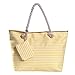 Borsa da spiaggia grande con cerniera 58 x 38 x 18 cm shopper stile marino con strisce bianche e giallo