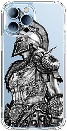 Seconddog Cool Warrior Spartan Helmet Sparta Soldiers Gladiator Phone Case Compatible for iPhone 13 Clear Transparent Trendy iPhone Case