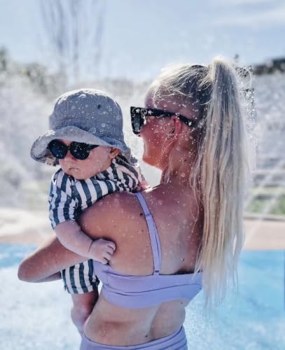 Image of Toddler Boys One Piece Bathing Suit Zipper Short Sleeve Rash Guard Swimwear Quick Dry Green Stripe Swimsuit