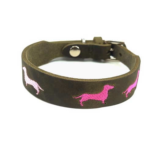 Dackelhalsband mit Bestickung No.4 (Halsumfang 20-26cm)