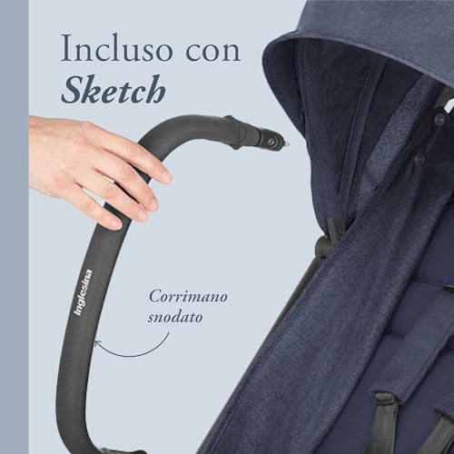 Inglesina Sketch Passeggino Leggero e Compatto, Blu, Confortevole, fino a 17kg, Chiusura una Mano, UPF 50+ - Immagine 4