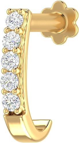 GenericDAKSH JEWELRY 0.50 Ct Round Cut Lab Created White Diamond 5-Stones Diamond Nose Pin Open Hoop Gift Nose Pin