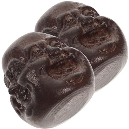 TOVINANNA - TOVINANNA 2 Stück Teiliges Buddha Kopf Holzschnitzerei Handgefertigt Dekoratives Kunsthandwerk Agarholz Vier Gesichter Buddha Figur Für Schreibtisch Feng Shui Wohnkultur