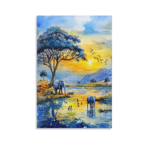 Impression sur toile éléphant moderne pour salon 50x75 cm
