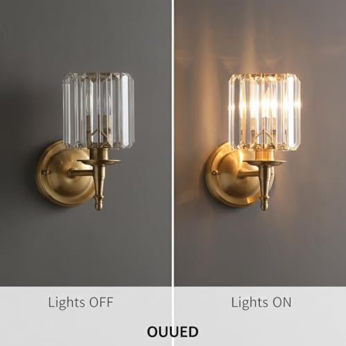 Lampara de pared de cristal K9 elimina sombras molestas aplique dorado moderno para espejo 5