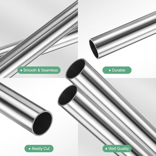 M METERXITY 2 Stück 250mm 304 Edelstahlrohr, 19mm Außendurchmesser 1mm Wandstärke Nahtloses Edelstahlrohr für Bau/Maschinenbau/DIY-Basteln, Metallgerades Rohr [19x0.04x10IN]