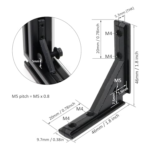Image of 20Pcs 2020 Aluminum Extrusion Black Corner Bracket T Slot Inside L Shape Joint Angle Hardware Panel Mount Connector with Screws for 20 Series 20 /20 2040 V Slot Extruded Aluminum Profile